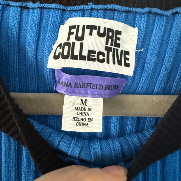 Blue Ribbed Knit Midi Dress with Button Detail - Picture 2 of 2